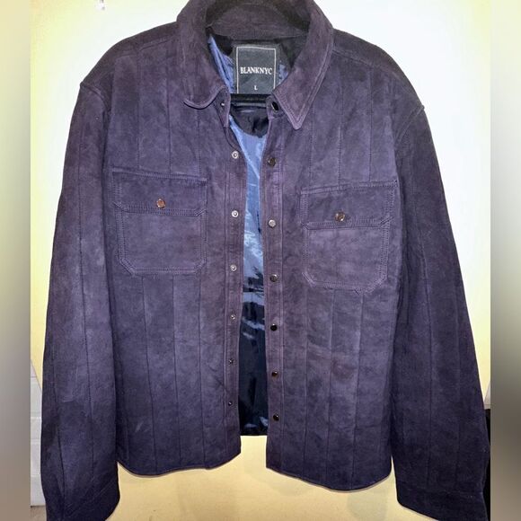 BlankNYC Suede Black Leather Jacket Shirt Men’s Size Large - Picture 8 of 11